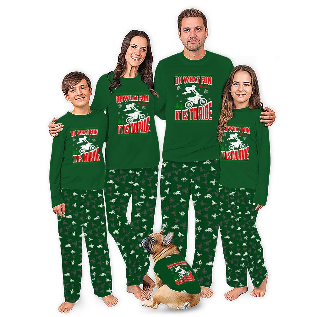 Funny Dirt Bike Family Christmas Pajamas With Extended Size Funny Dirt Bike Family Christmas Pajamas With Extended Size