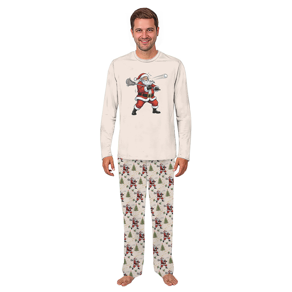 Funny Lacrosse Santa Family Christmas Pajamas With Plus Size