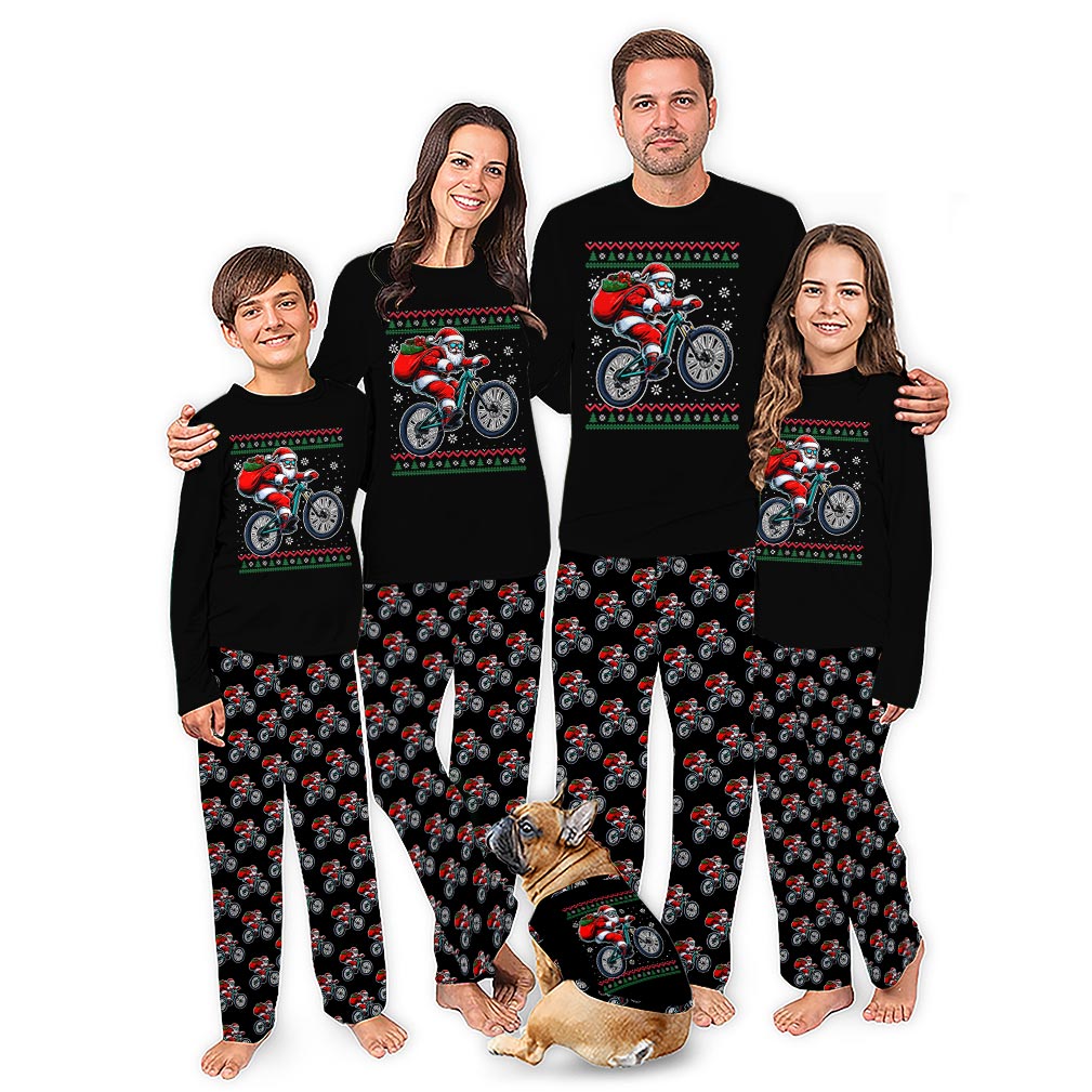 Santa Bike Matching Family Christmas Pajamas Plus Sizes