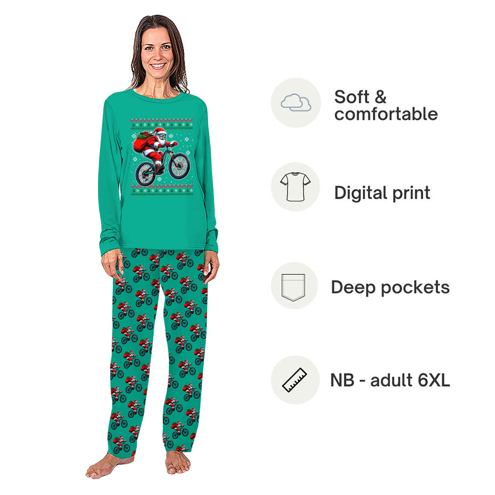 Santa Bike Matching Family Christmas Pajamas Plus Sizes