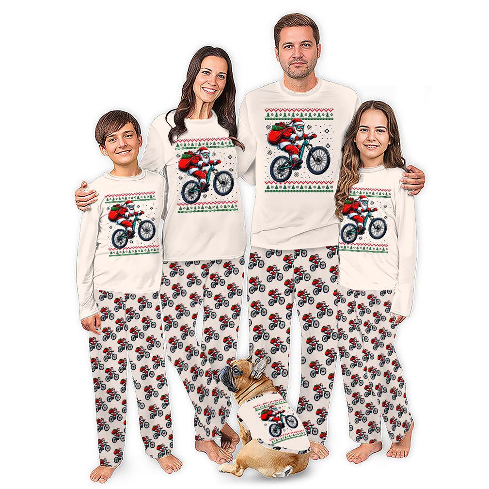 Santa Bike Matching Family Christmas Pajamas Plus Sizes