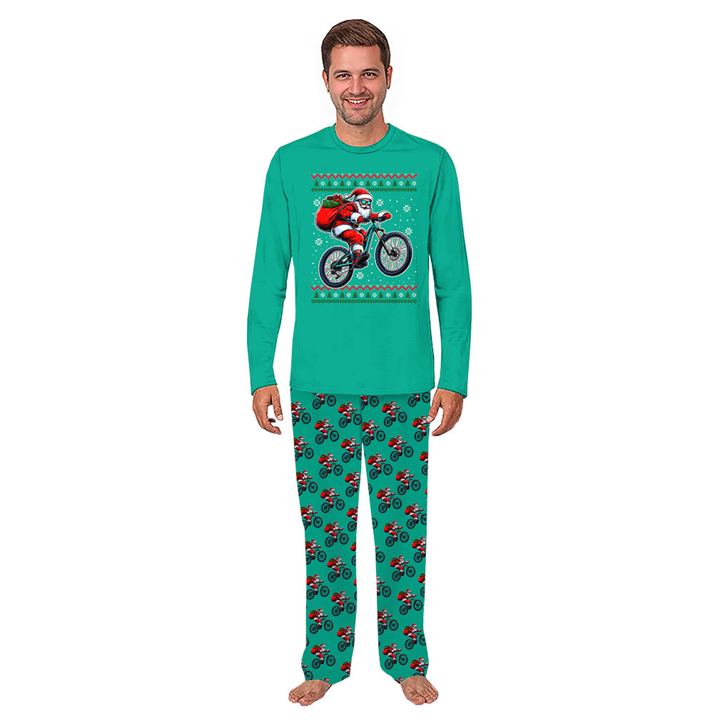Santa Bike Matching Family Christmas Pajamas Plus Sizes