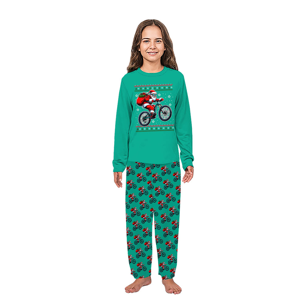 Santa Bike Matching Family Christmas Pajamas Plus Sizes