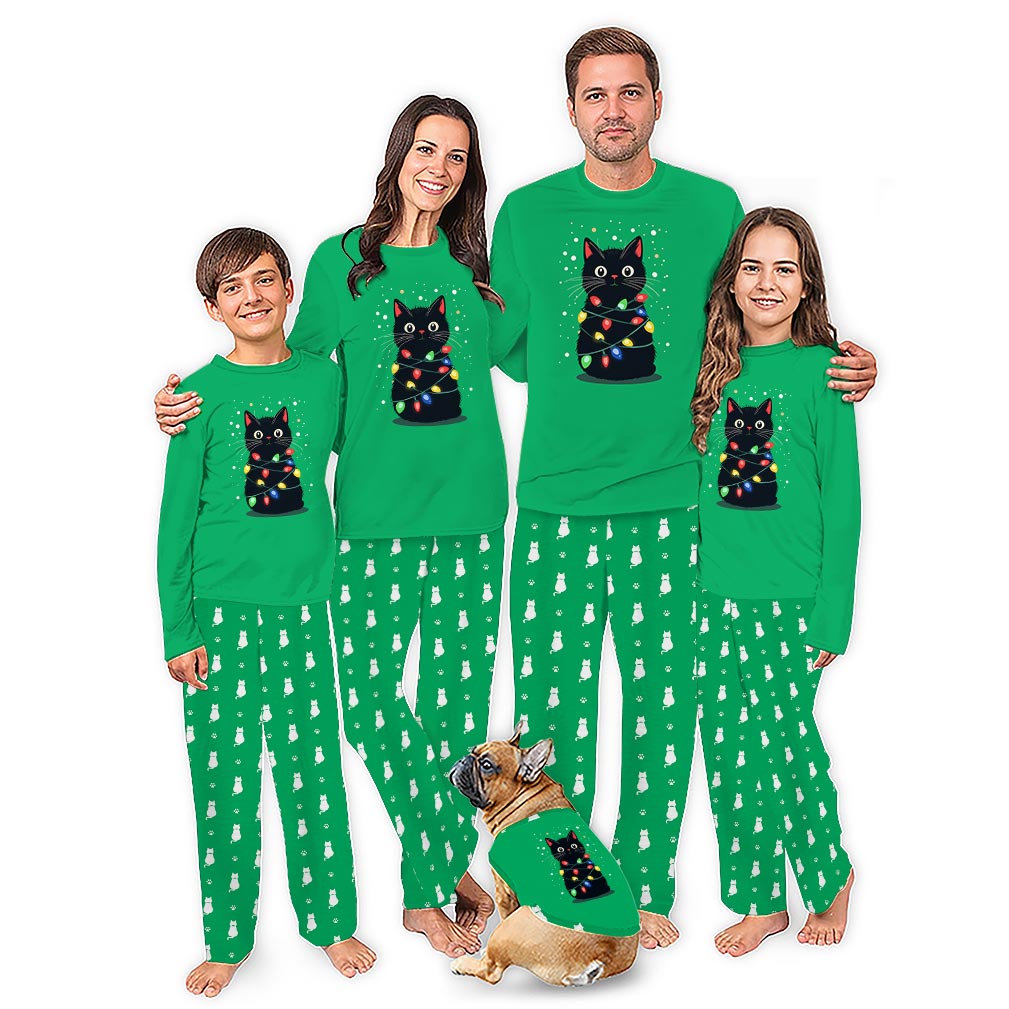 Black Cat Matching Family Christmas Pajama Sets With Plus Sizes