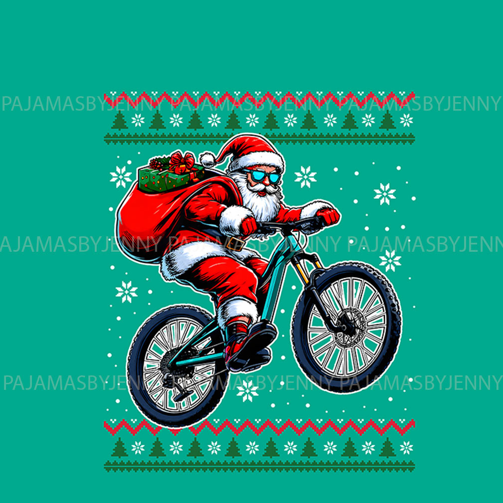 Santa Bike Matching Family Christmas Pajamas Plus Sizes