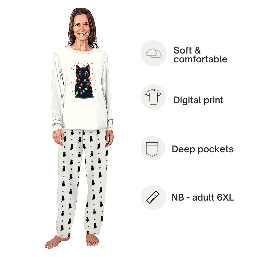 Black Cat Matching Family Christmas Pajama Sets With Plus Sizes