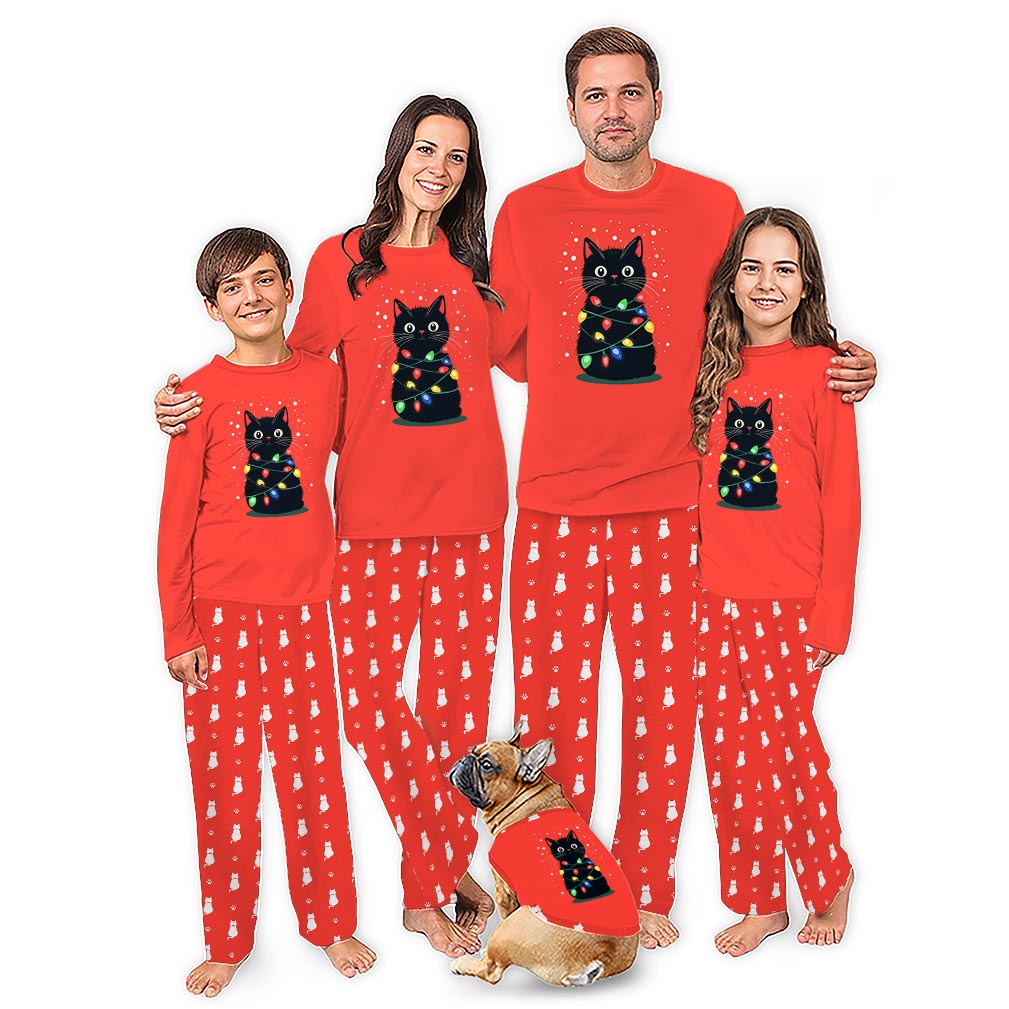 Black Cat Matching Family Christmas Pajama Sets With Plus Sizes
