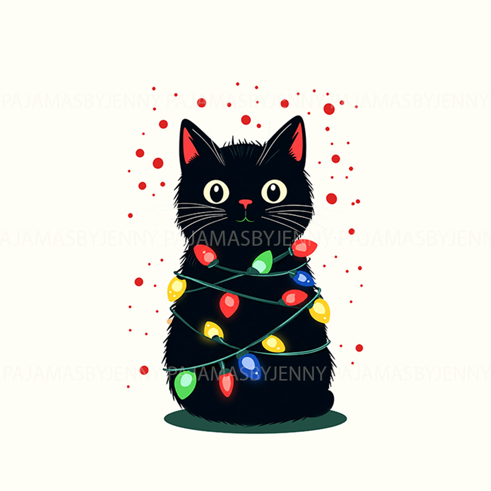 Black Cat Matching Family Christmas Pajama Sets With Plus Sizes