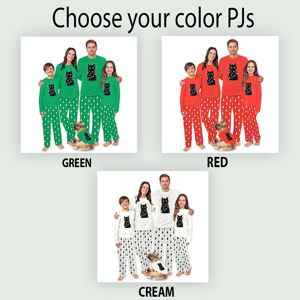 Black Cat Matching Family Christmas Pajama Sets With Plus Sizes
