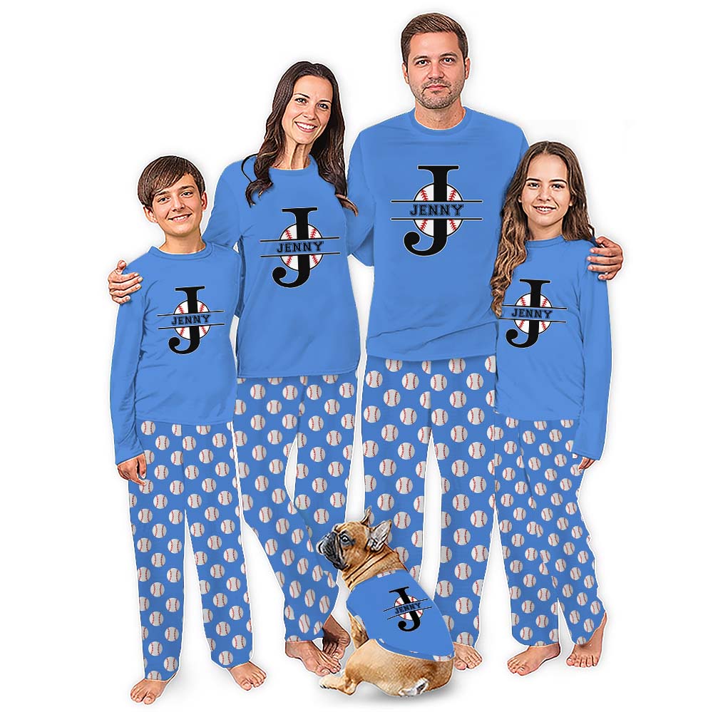 Personalized Baseball Monogram Family Matching Pajamas with Pockets Personalized Baseball Monogram Family Matching Pajamas with Pockets