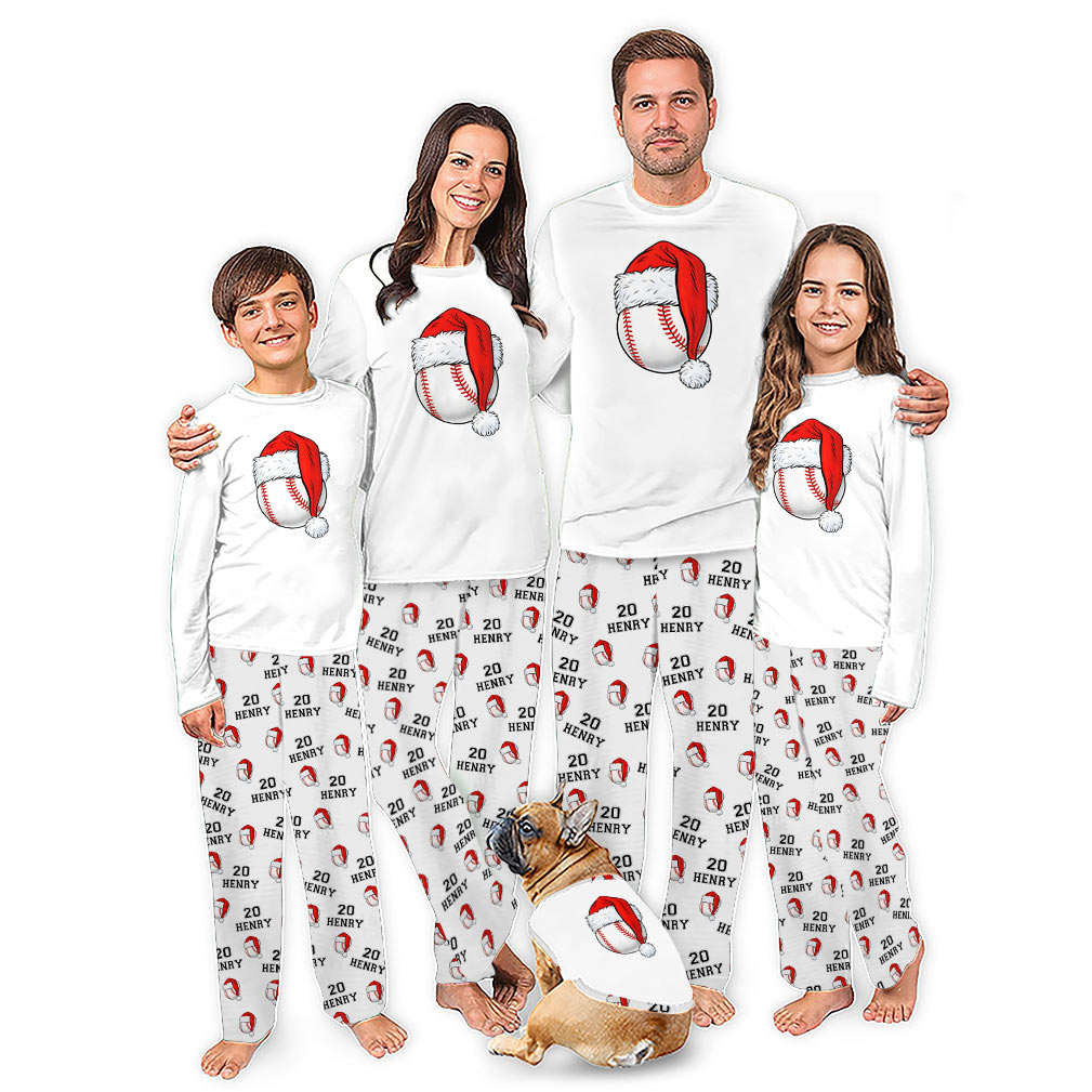 Custom Name & Number Baseball Christmas Family Matching Pajamas Custom Name & Number Baseball Christmas Family Matching Pajamas