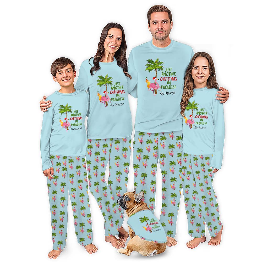 Custom Beach Christmas Family Matching Pajamas With Location