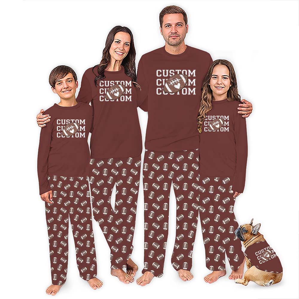 Custom Football Family Matching Pajamas With Name and Preview