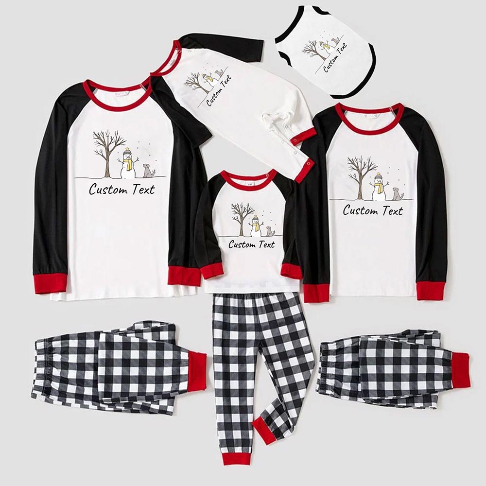 Cute Dog and Snowman Family Matching Pyjama Sets with Name Custom Cute Dog and Snowman Family Matching Pyjama Sets with Name Custom