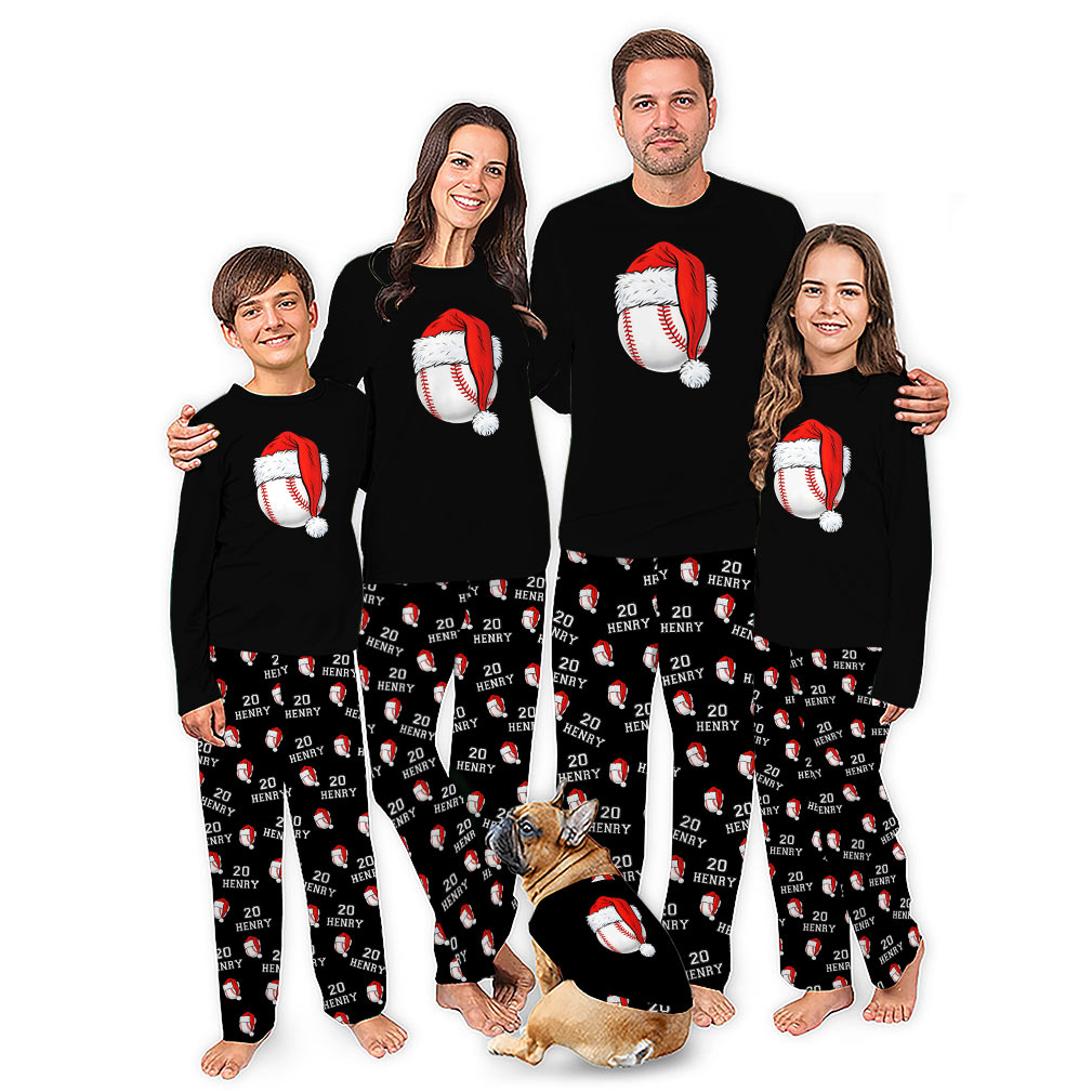 Custom Name & Number Baseball Christmas Family Matching Pajamas Custom Name & Number Baseball Christmas Family Matching Pajamas