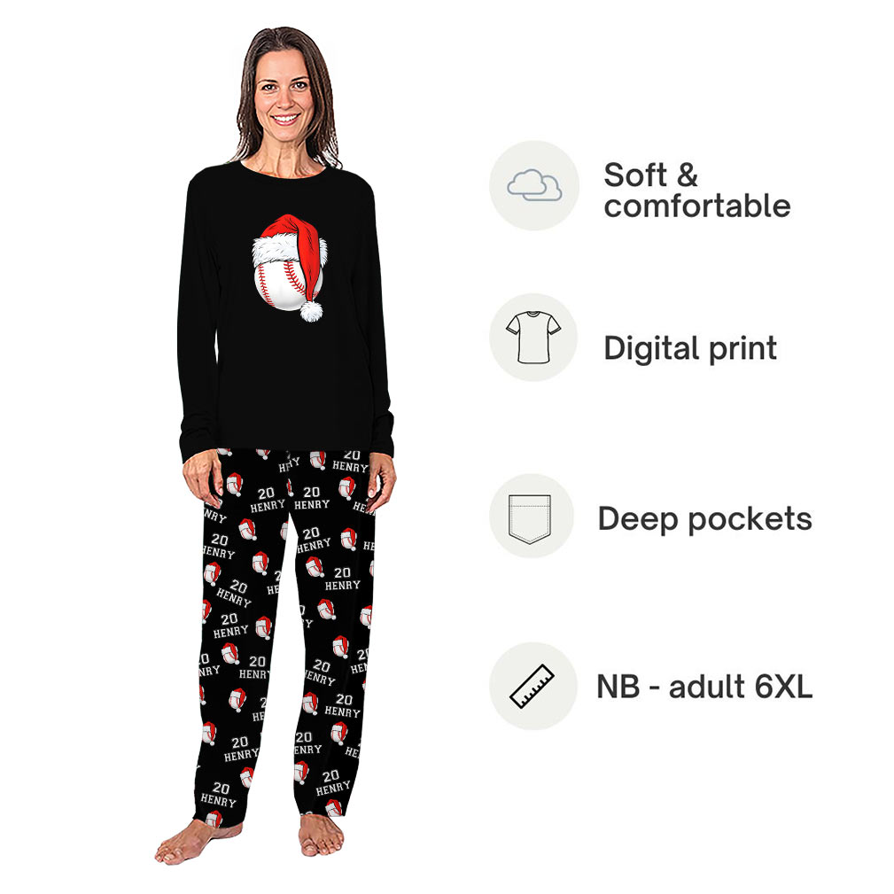 Custom Name & Number Baseball Christmas Family Matching Pajamas Custom Name & Number Baseball Christmas Family Matching Pajamas