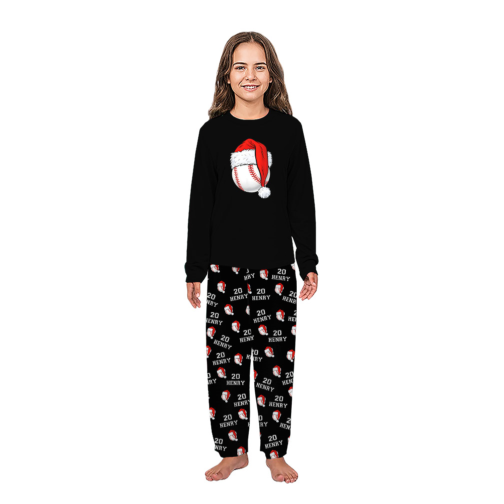 Custom Name & Number Baseball Christmas Family Matching Pajamas Custom Name & Number Baseball Christmas Family Matching Pajamas