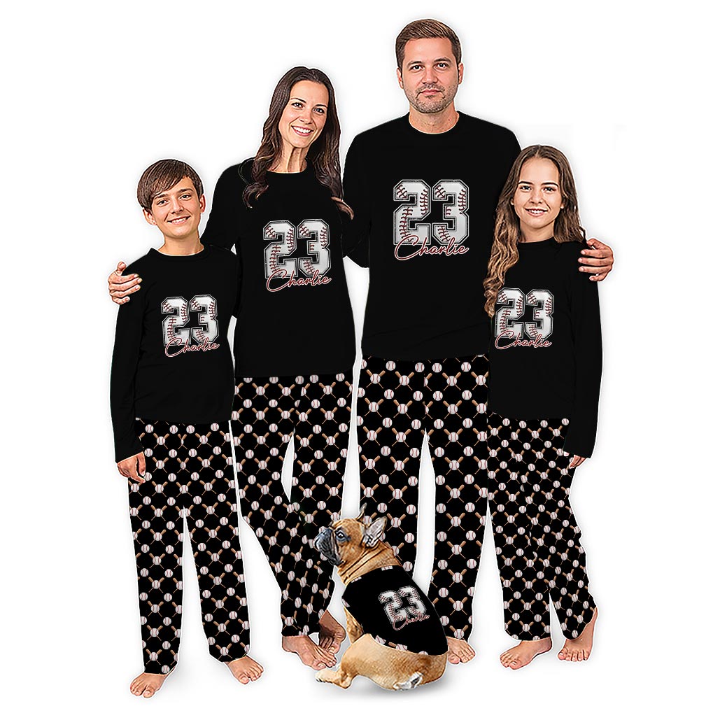 Personalized Baseball Number Family Matching Pajamas With Preview Personalized Baseball Number Family Matching Pajamas With Preview