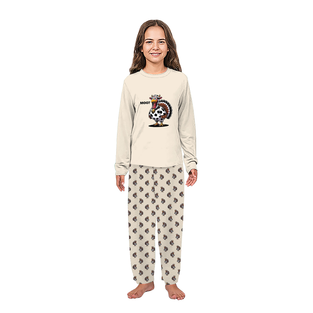 Funny Cow Turkey Thanksgiving Family Matching Pajamas
