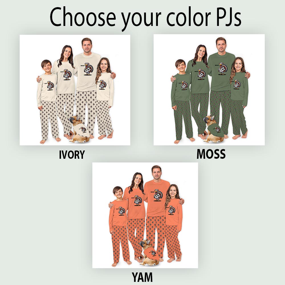 Funny Cow Turkey Thanksgiving Family Matching Pajamas