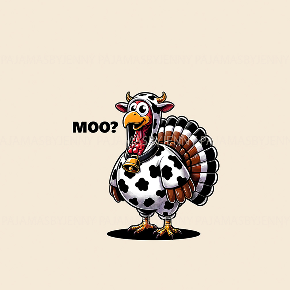 Funny Cow Turkey Thanksgiving Family Matching Pajamas