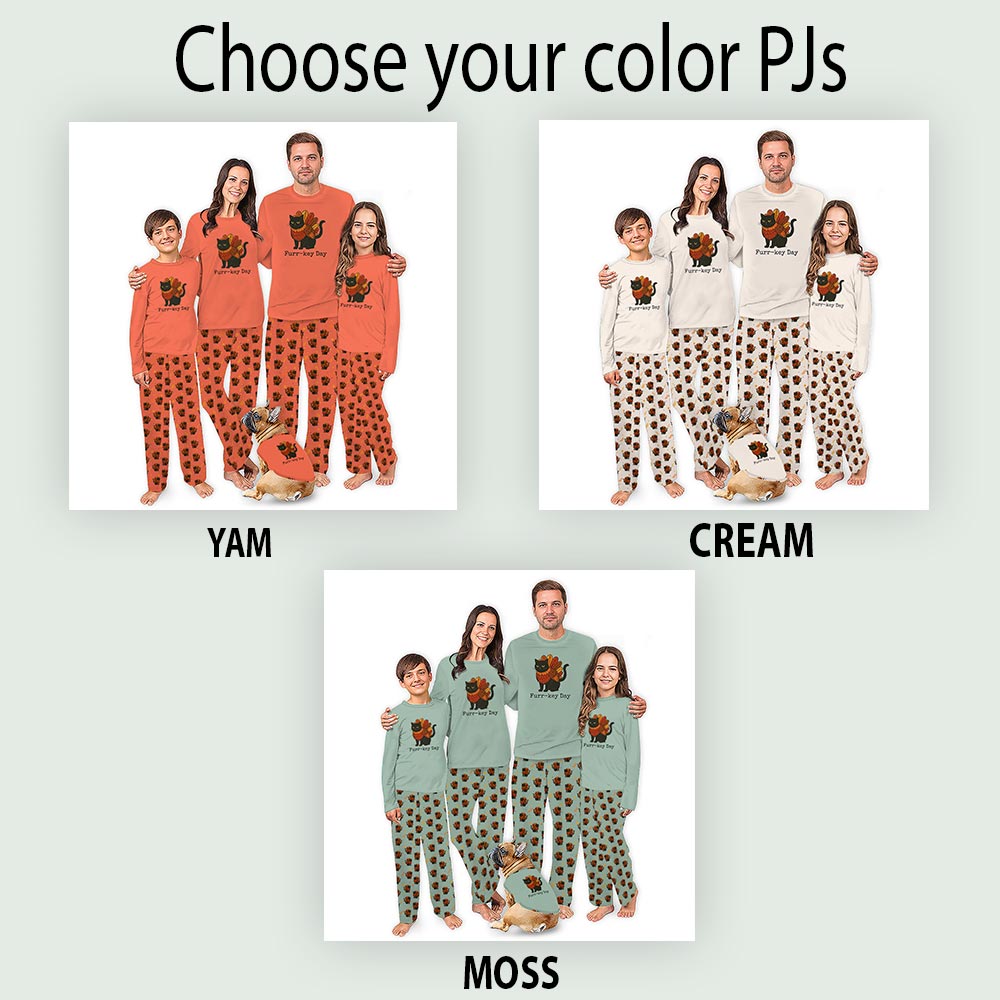 Custom Black Cat Thanksgiving Family Matching Pajamas With Pet Sizes Custom Black Cat Thanksgiving Family Matching Pajamas With Pet Sizes