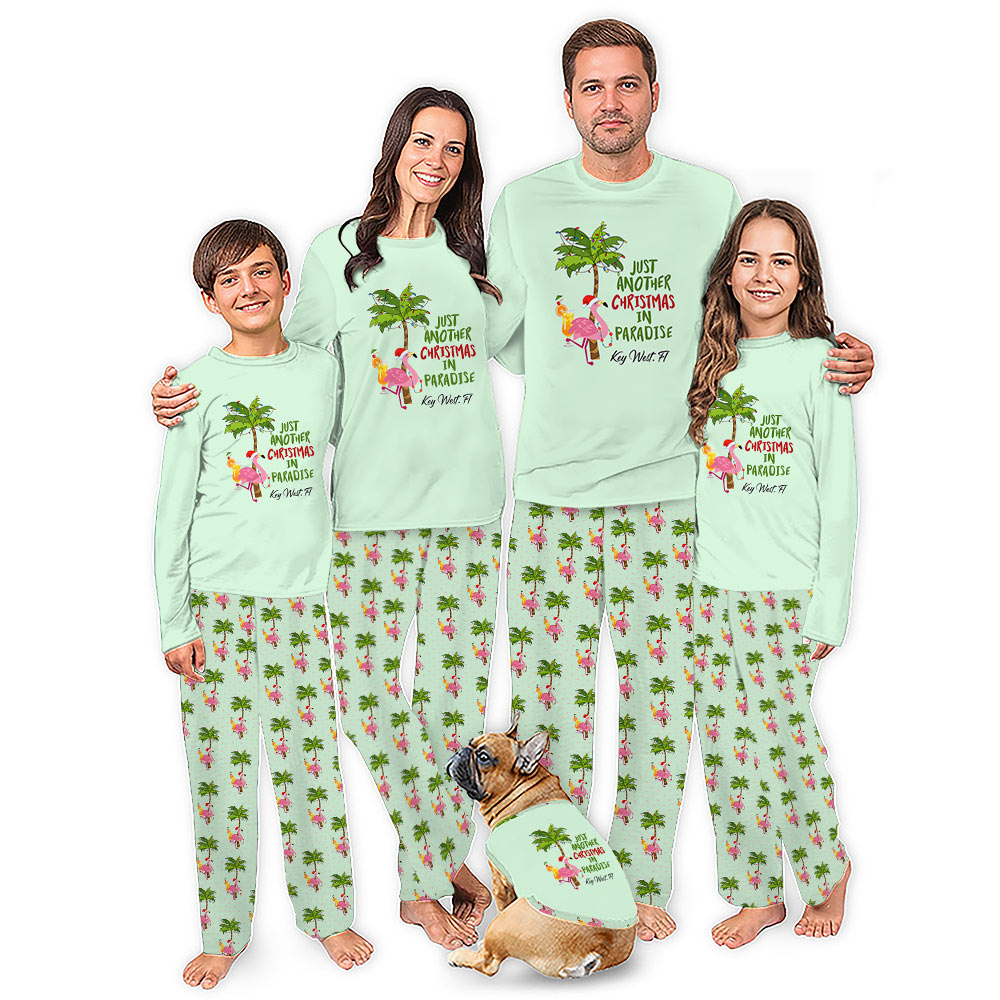Custom Beach Christmas Family Matching Pajamas With Location