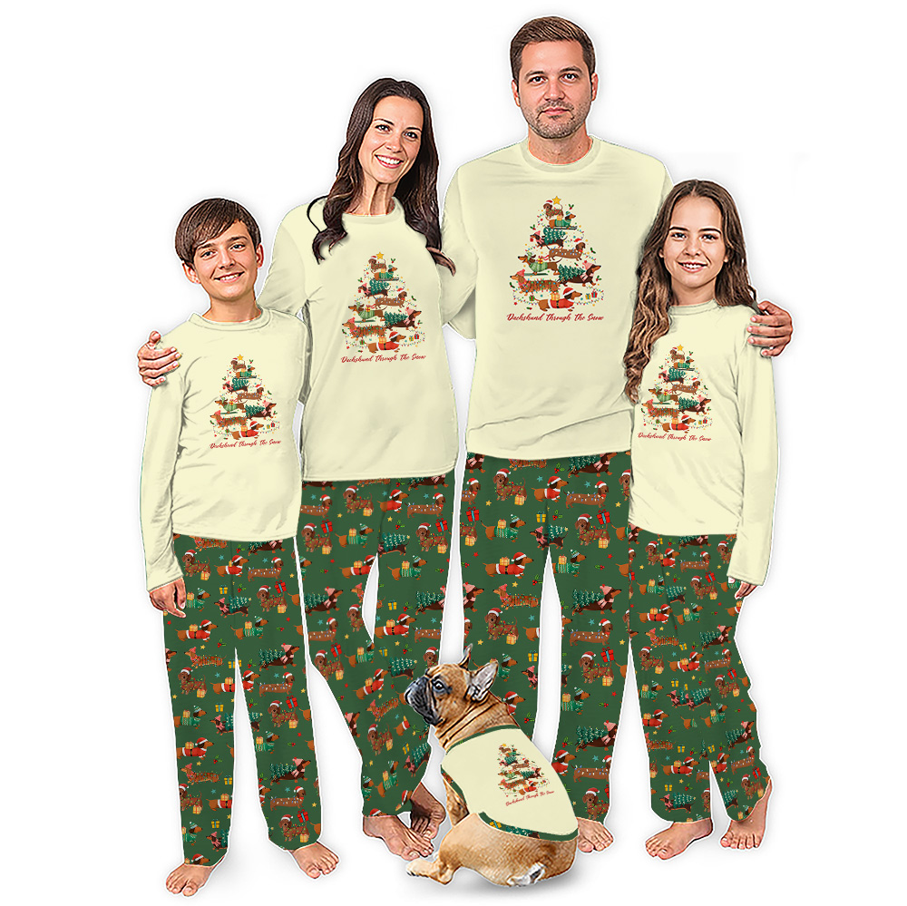 Dachshund Through The Snow Christmas Pajama Matching Dachshund Through The Snow Christmas Pajama Matching