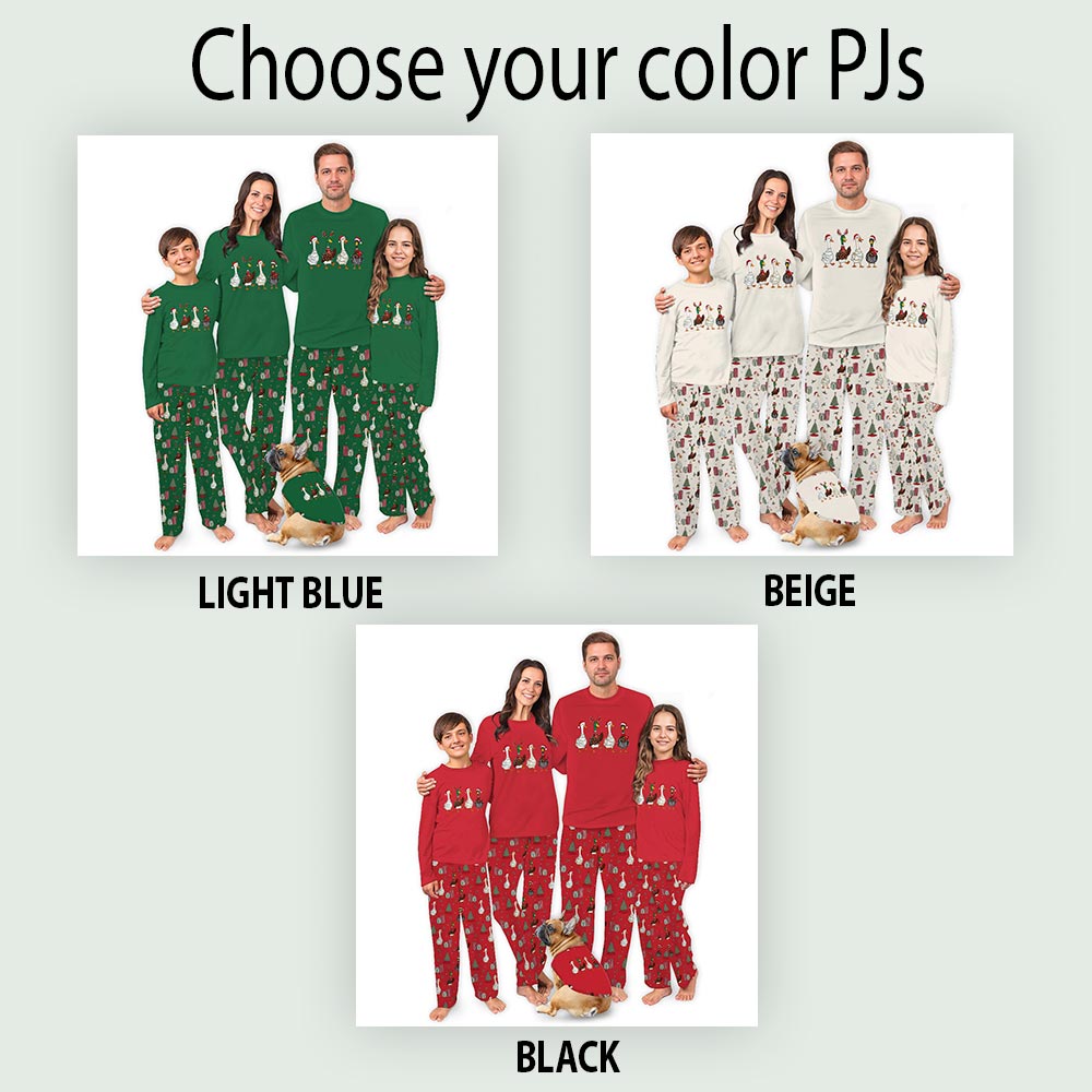 Vintage Ducks in Christmas Theme Family and Pet Family Pajamas Vintage Ducks in Christmas Theme Family and Pet Family Pajamas