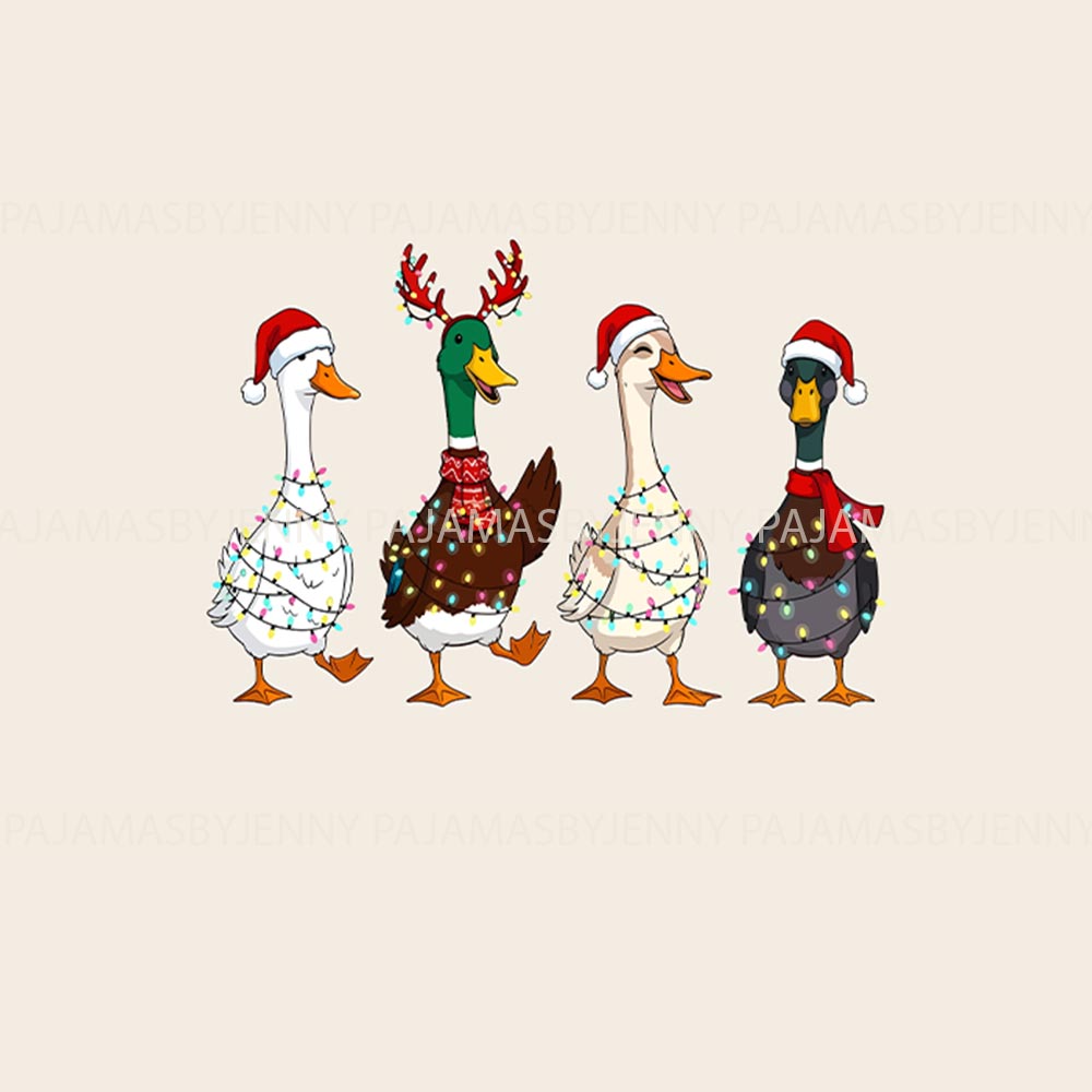 Vintage Ducks in Christmas Theme Family and Pet Family Pajamas Vintage Ducks in Christmas Theme Family and Pet Family Pajamas