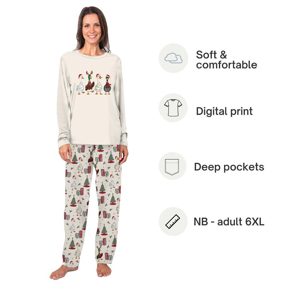 Vintage Ducks in Christmas Theme Family and Pet Family Pajamas Vintage Ducks in Christmas Theme Family and Pet Family Pajamas