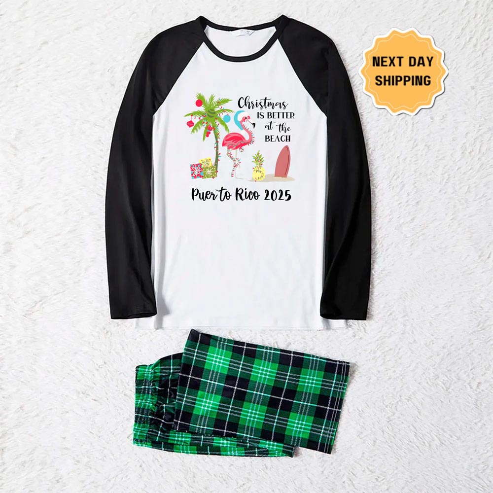 Personalized Christmas At The Beach Green Matching Pjs Personalized Christmas At The Beach Green Matching Pjs