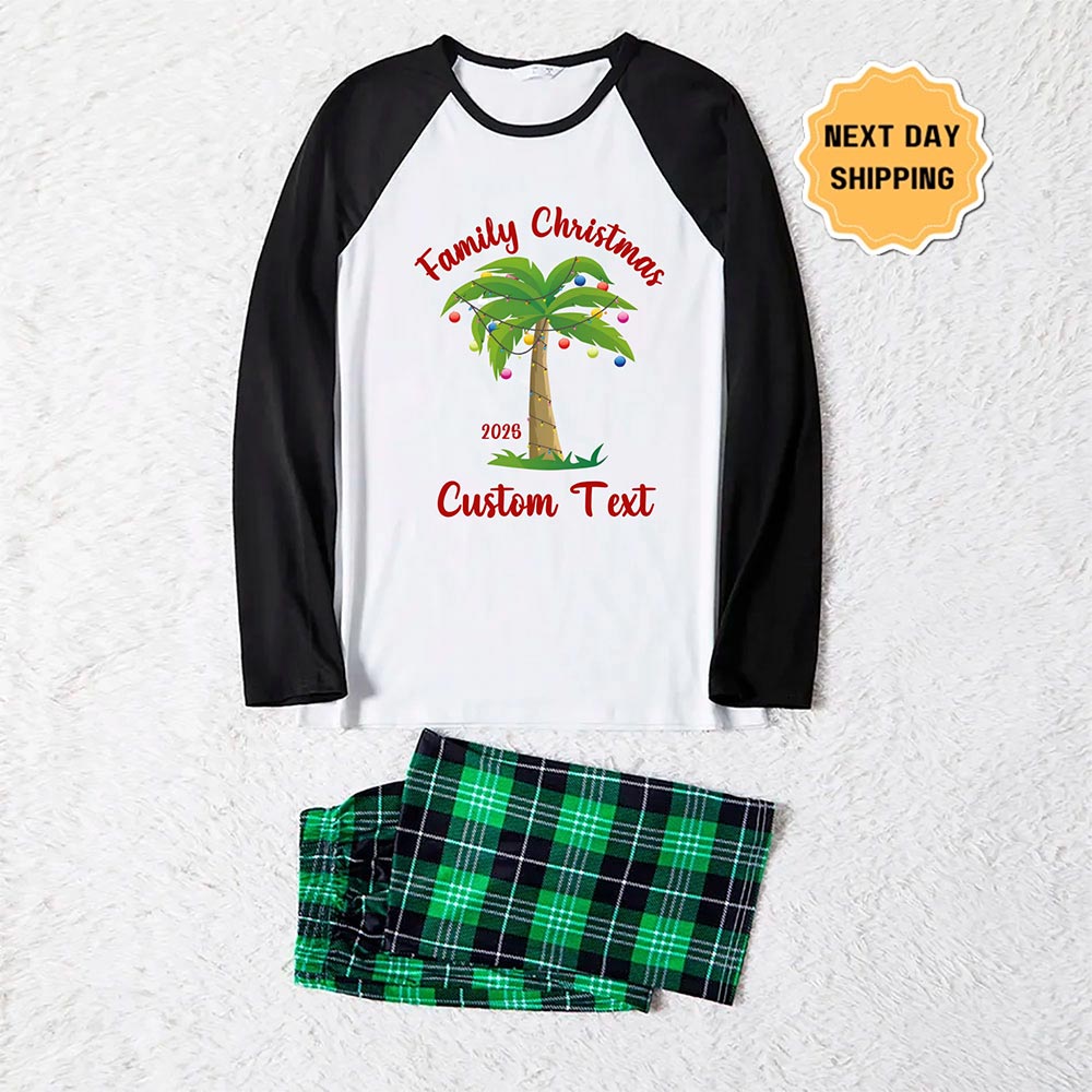 Festive Tropical Christmas with Text Custom Pajamas Tall Sizes Festive Tropical Christmas with Text Custom Pajamas Tall Sizes