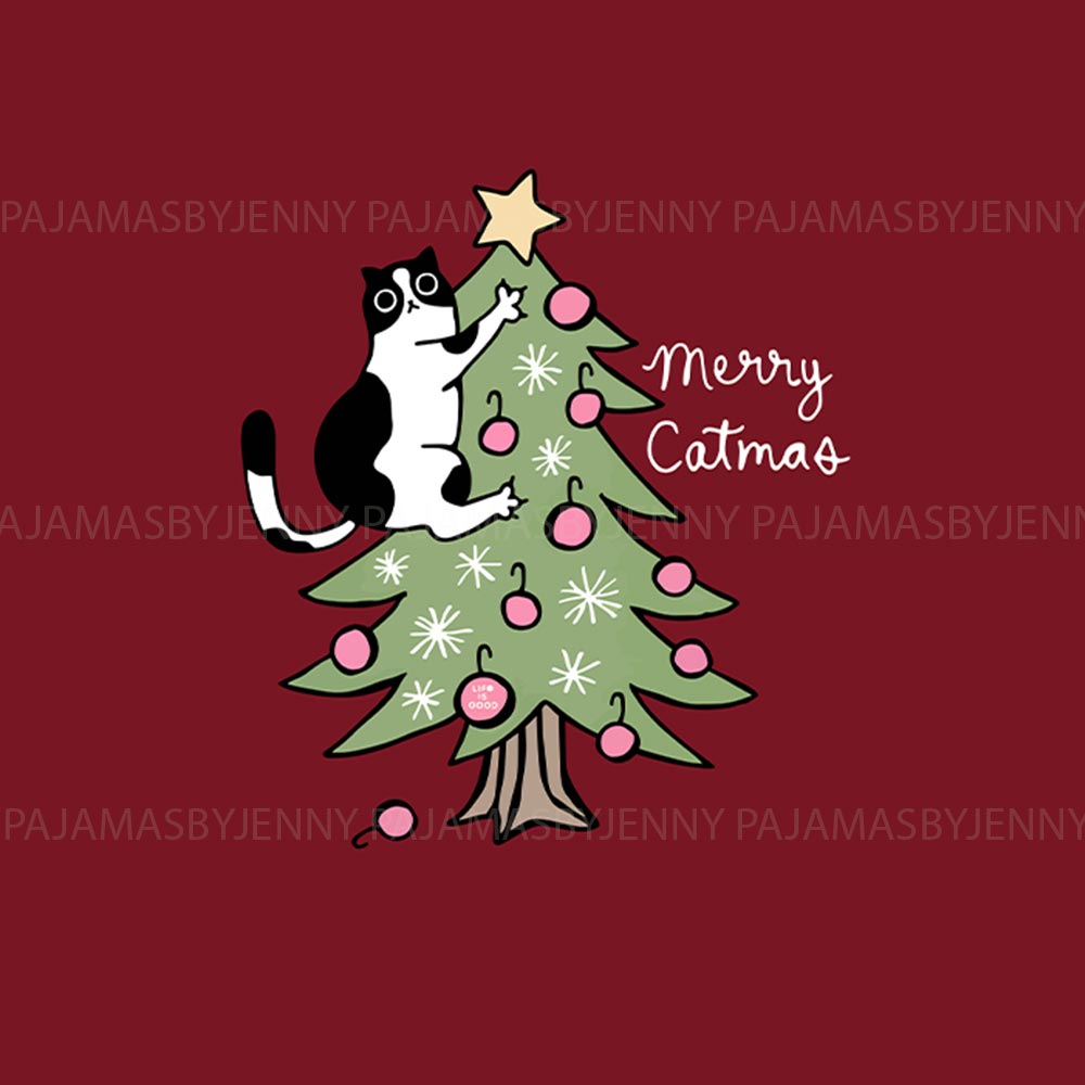 Merry Catmass and Xmas Tree Matching Christmas Pajamas