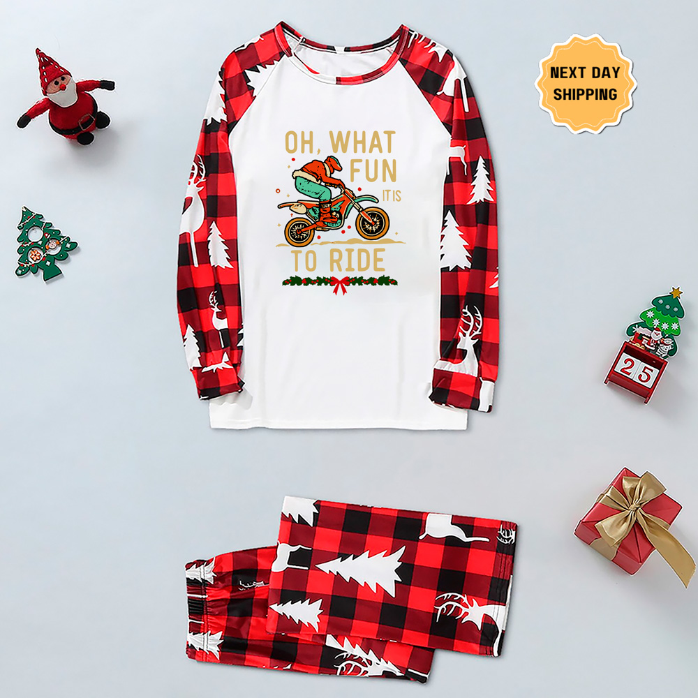 Oh What Fun It Is To Ride Motocross Matching Pjs For Xmas