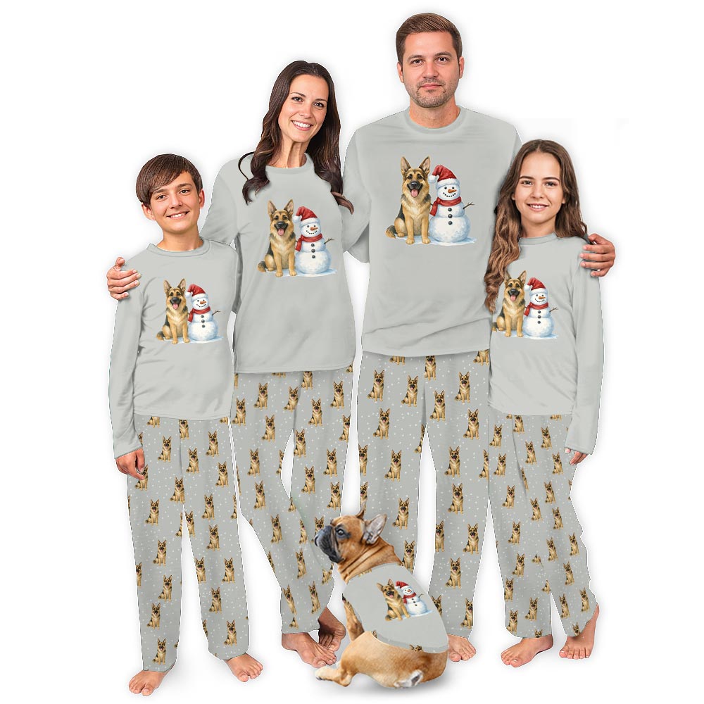 Snowman and German Shepherd Dog And Owner Matching Christmas Pajamas Snowman and German Shepherd Dog And Owner Matching Christmas Pajamas