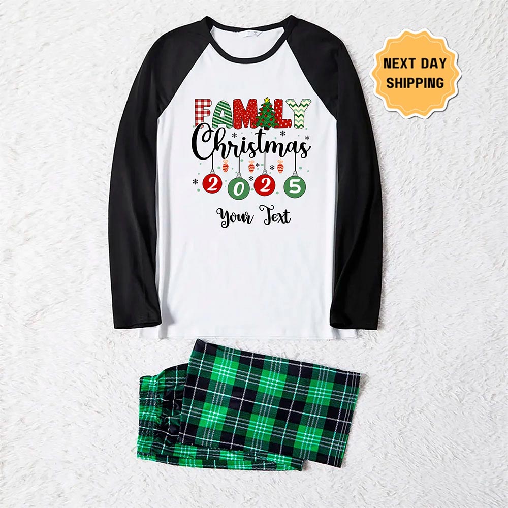 Festive Christmas Theme with Name Custom Matching Pajamas For The Family Festive Christmas Theme with Name Custom Matching Pajamas For The Family
