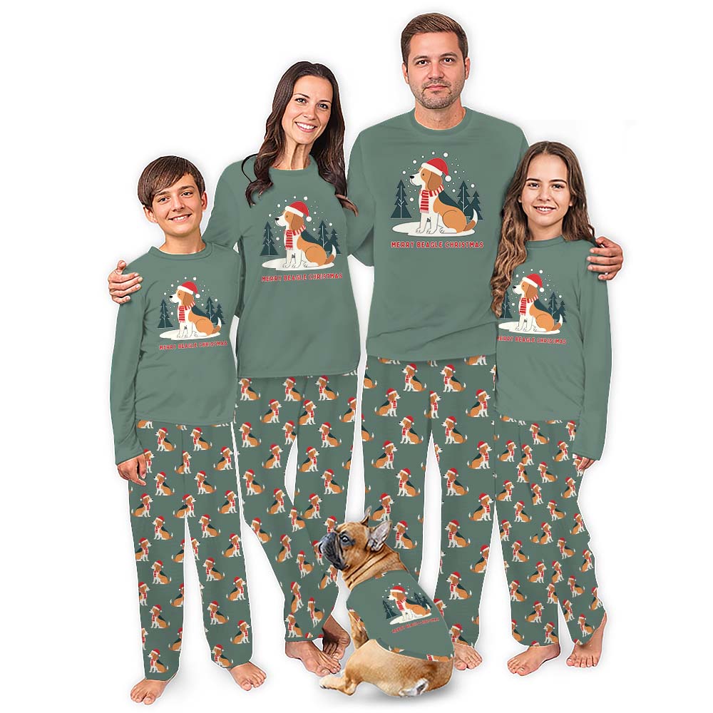 Sweet Beagle Merry Christmas Dog And Human Matching Pajamas