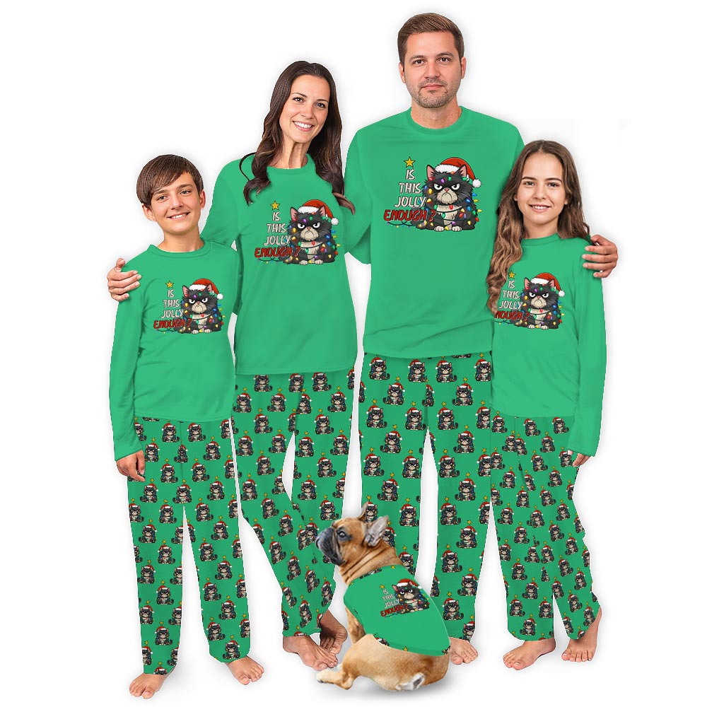 Cat Is This Jolly Enough Matching Family Xmas Pjs