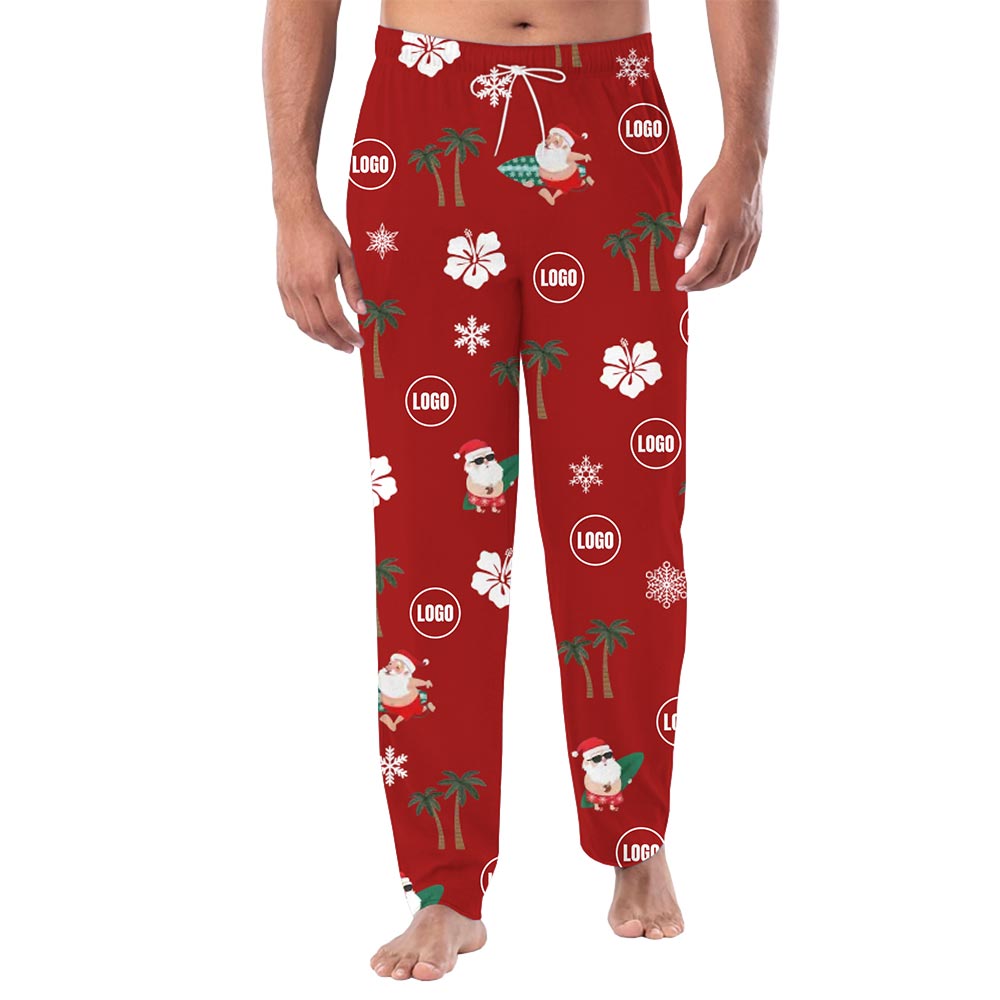 Holiday Surf Theme and Logo Personalized PJ Bottoms with Live Preview Holiday Surf Theme and Logo Personalized PJ Bottoms with Live Preview