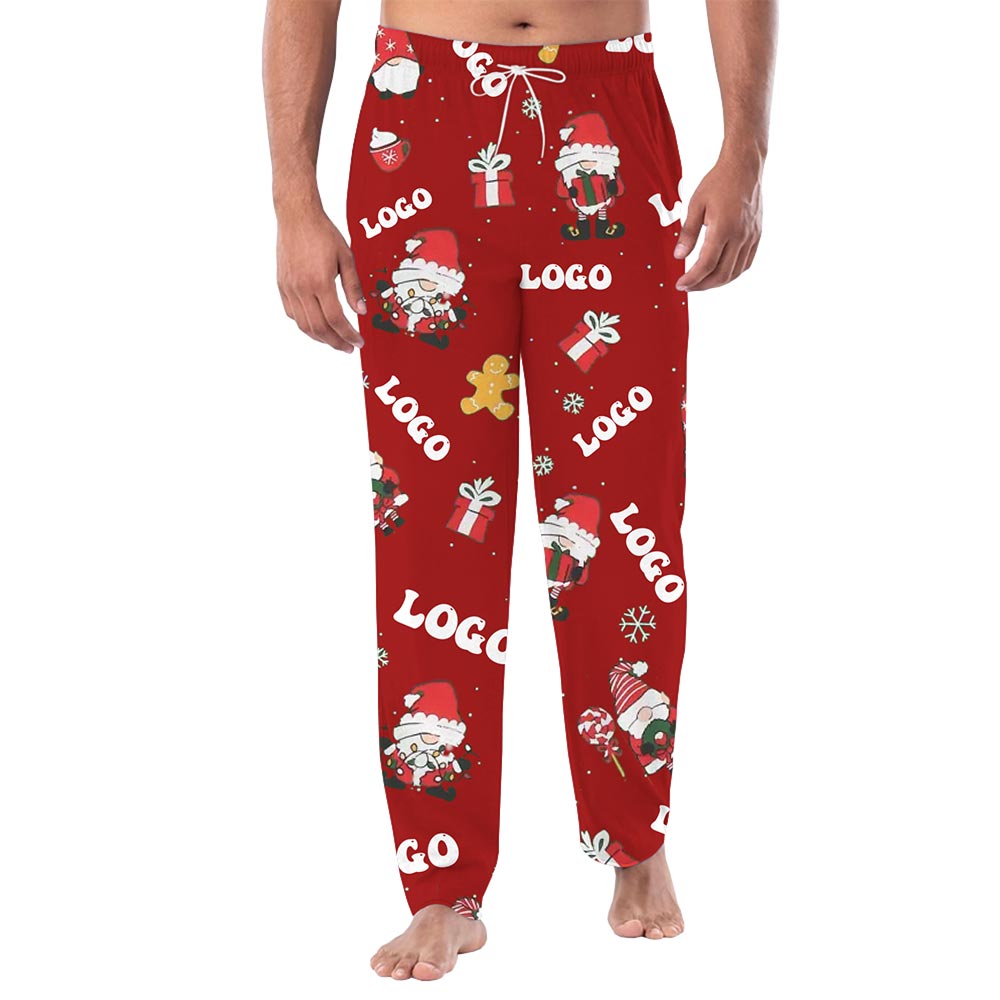 Christmas Theme with Logo Custom Pajama Bottoms via Live Preview Christmas Theme with Logo Custom Pajama Bottoms via Live Preview