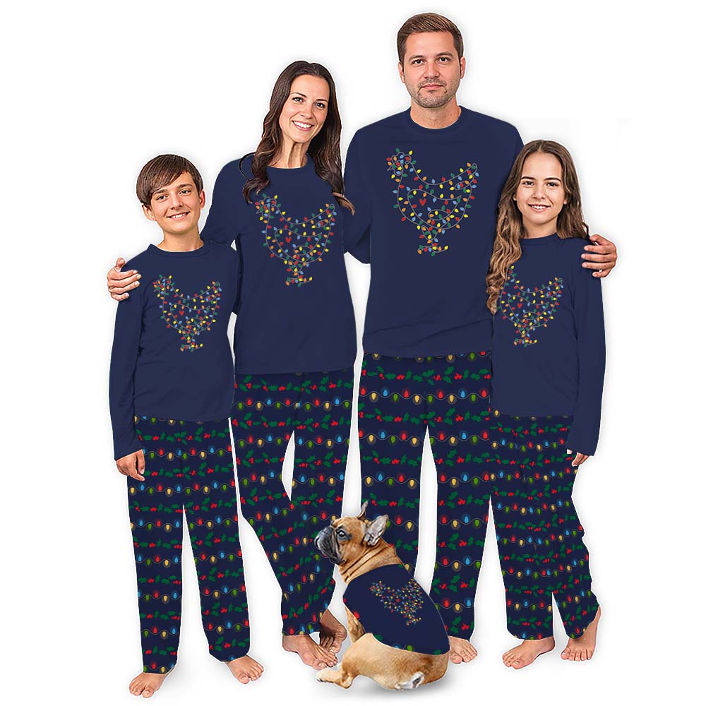 Christmas Pajamas With Chickens On Them And String Lights Christmas Pajamas With Chickens On Them And String Lights
