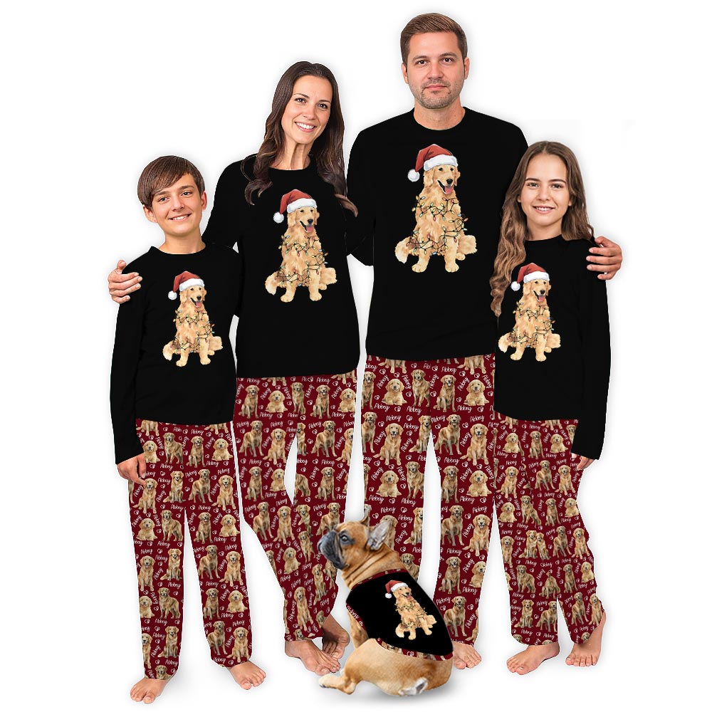 Custom Name Golden Retriever Family Xmas Pjs Live Preview