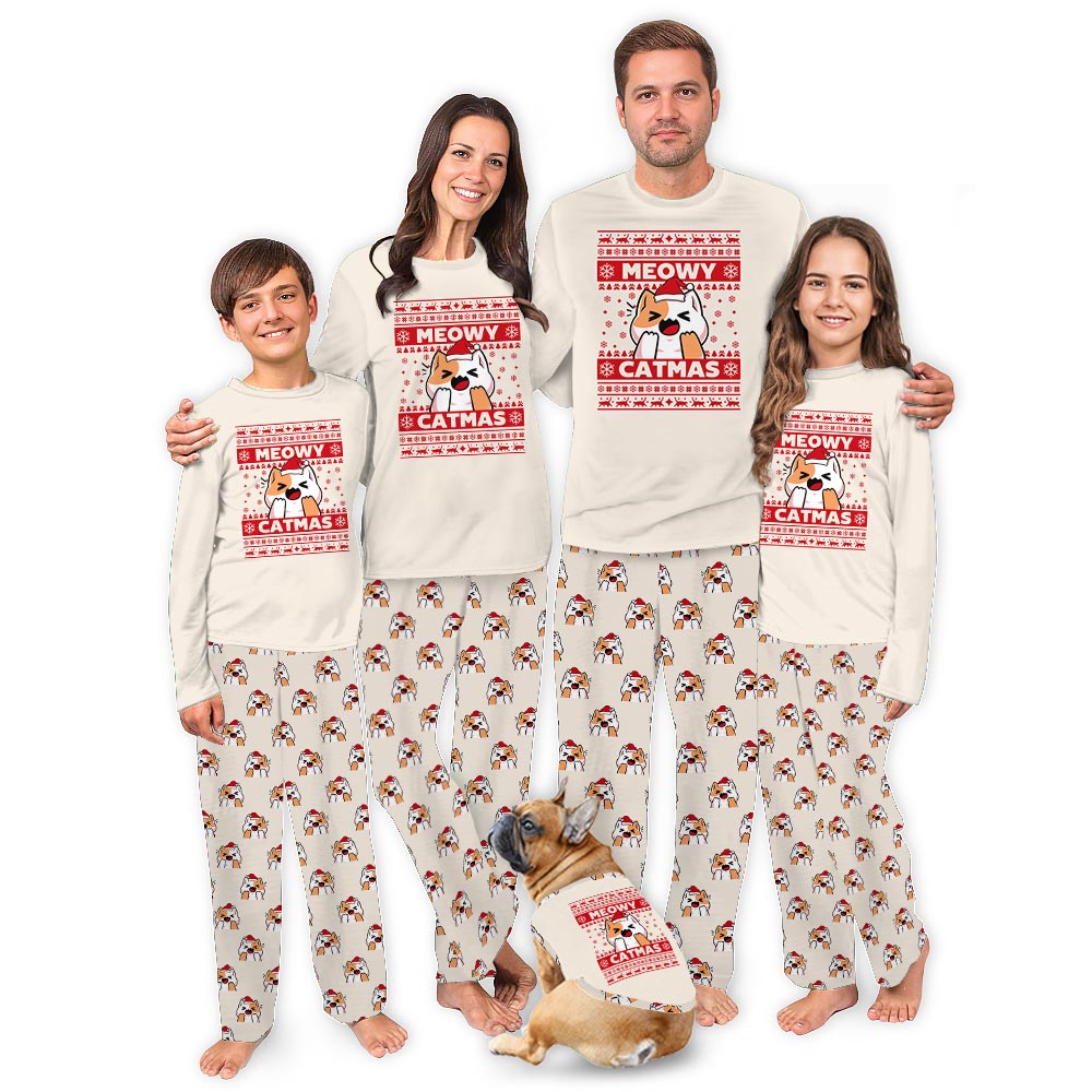 Meowy Catmas Christmas Cat pajamas Matching Family Jammies