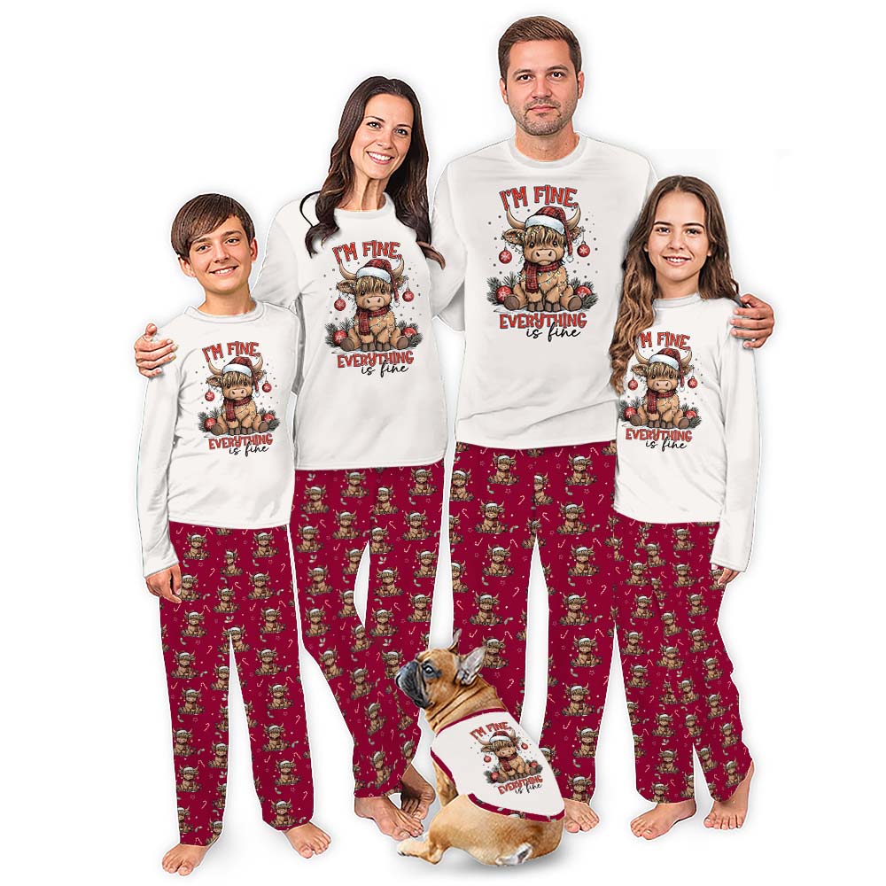 Sweet Baby Highland Cow Christmas Matching Pajamas For Family Sweet Baby Highland Cow Christmas Matching Pajamas For Family