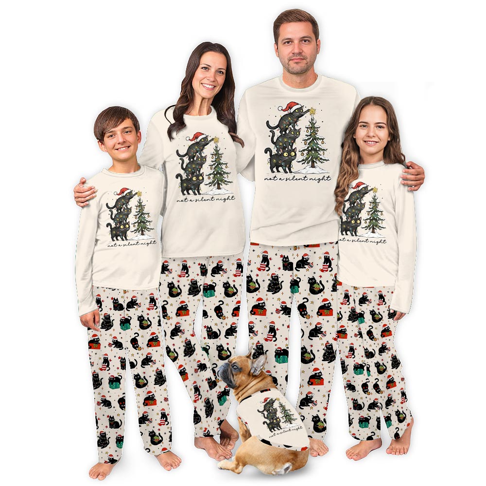 Christmas Cat Themed Holiday Pj Sets For The Family