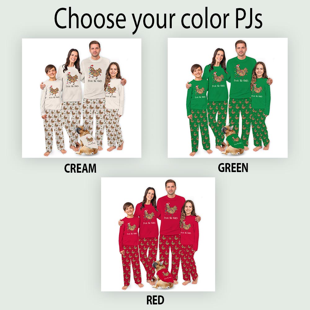 Christmas Chicken and Peck The Halls Quote Matching Family Pajama Sets Christmas Chicken and Peck The Halls Quote Matching Family Pajama Sets