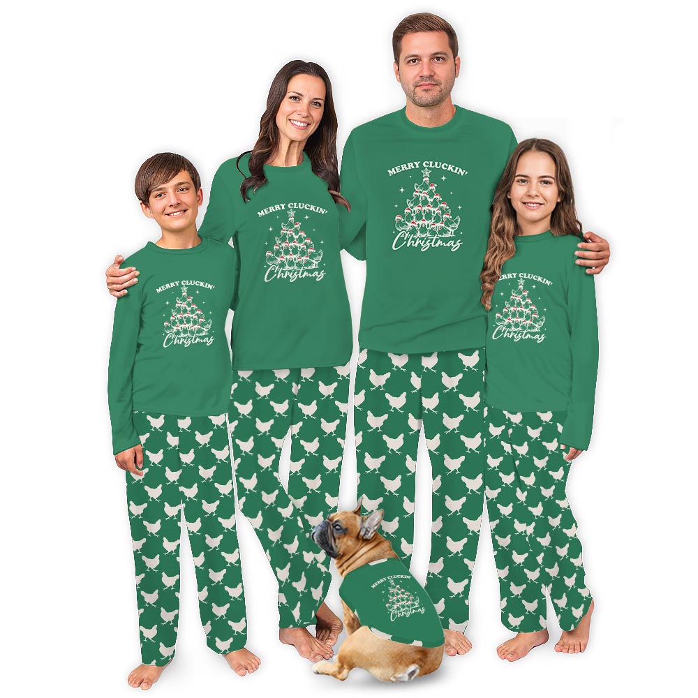Festive Merry Clucking Matching Dog and Owner Christmas PJs Festive Merry Clucking Matching Dog and Owner Christmas PJs