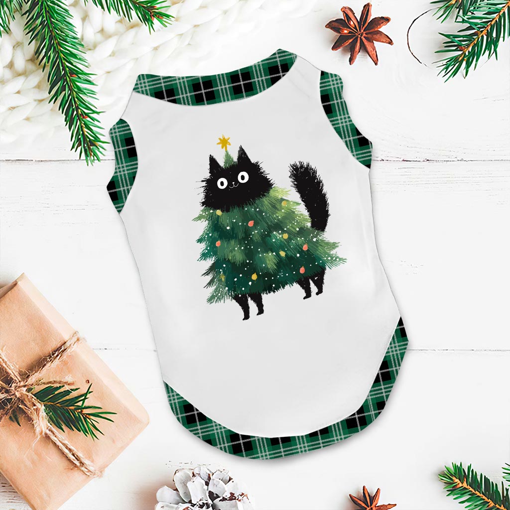 Cute Black Cat Christmas Tree Family Xmas Pajamas Sets