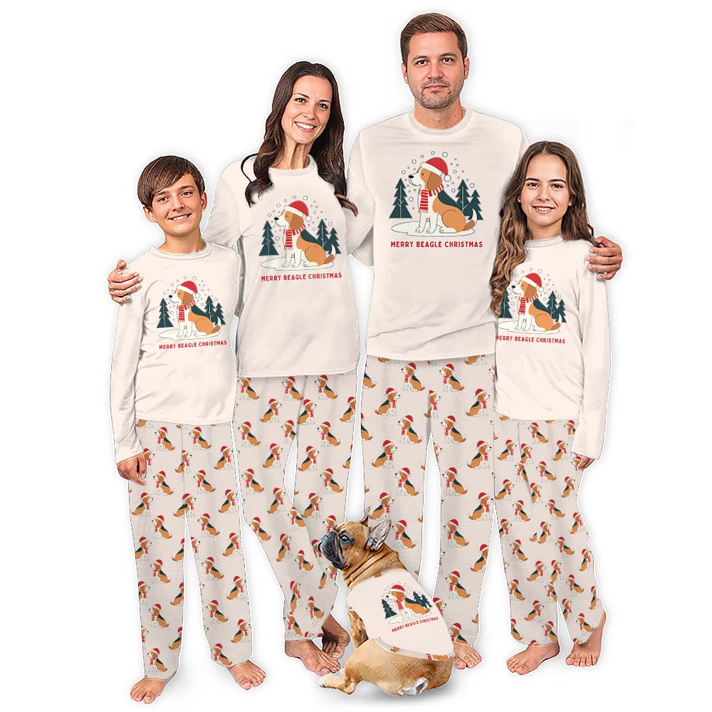 Sweet Beagle Merry Christmas Dog And Human Matching Pajamas